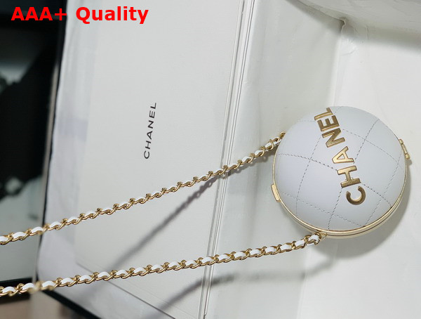 Chanel Sphere Minaudiere Lambskin Gold Tone Metal White Ref AP2895 Replica