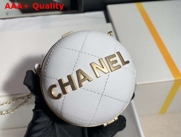 Chanel Sphere Minaudiere Lambskin Gold Tone Metal White Ref AP2895 Replica