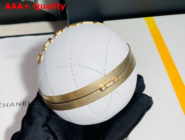 Chanel Sphere Minaudiere Lambskin Gold Tone Metal White Ref AP2895 Replica