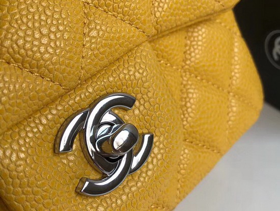 Chanel Square Caviar Flap Bag Pearl Yellow