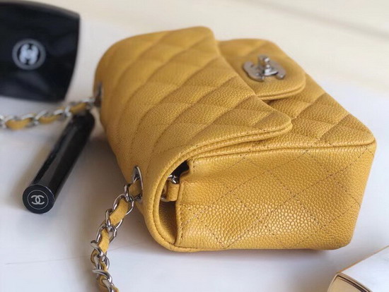 Chanel Square Caviar Flap Bag Pearl Yellow