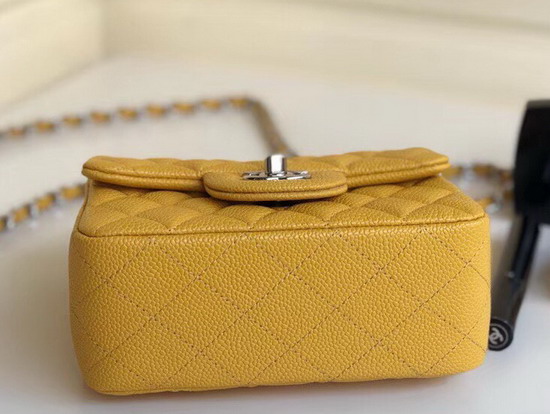 Chanel Square Caviar Flap Bag Pearl Yellow