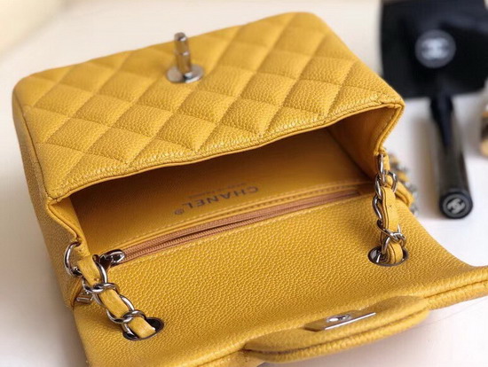 Chanel Square Caviar Flap Bag Pearl Yellow