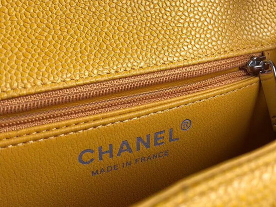 Chanel Square Caviar Flap Bag Pearl Yellow