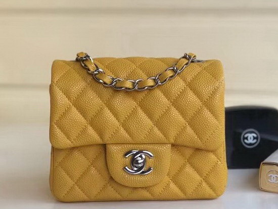 Chanel Square Caviar Flap Bag Pearl Yellow