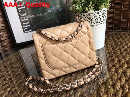 Chanel Square Flap Bag in Beige Lambskin with Light Gold Hardwares Replica