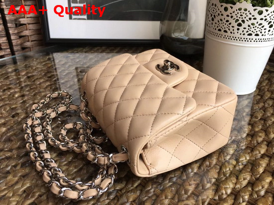 Chanel Square Flap Bag in Beige Lambskin with Light Gold Hardwares Replica