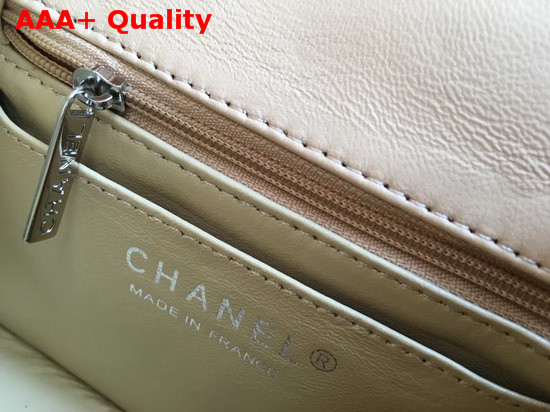 Chanel Square Flap Bag in Beige Lambskin with Light Gold Hardwares Replica