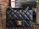 Chanel Square Flap Bag in Black Lambskin with Light Gold Hardwares Replica