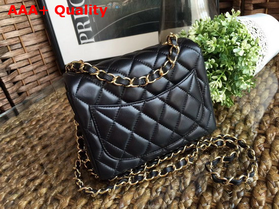 Chanel Square Flap Bag in Black Lambskin with Light Gold Hardwares Replica