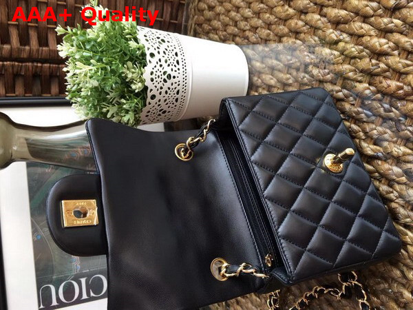 Chanel Square Flap Bag in Black Lambskin with Light Gold Hardwares Replica