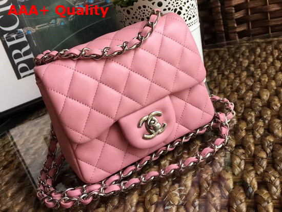 Chanel Square Flap Bag in Pink Lambskin with Light Gold Hardwares Replica