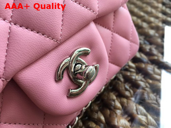 Chanel Square Flap Bag in Pink Lambskin with Light Gold Hardwares Replica