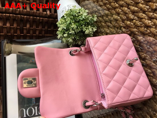 Chanel Square Flap Bag in Pink Lambskin with Light Gold Hardwares Replica