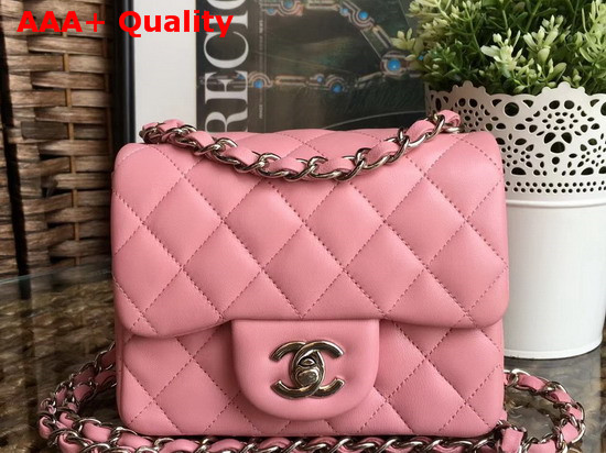 Chanel Square Flap Bag in Pink Lambskin with Light Gold Hardwares Replica