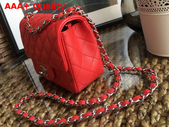 Chanel Square Flap Bag in Red Lambskin with Light Gold Hardwares Replica