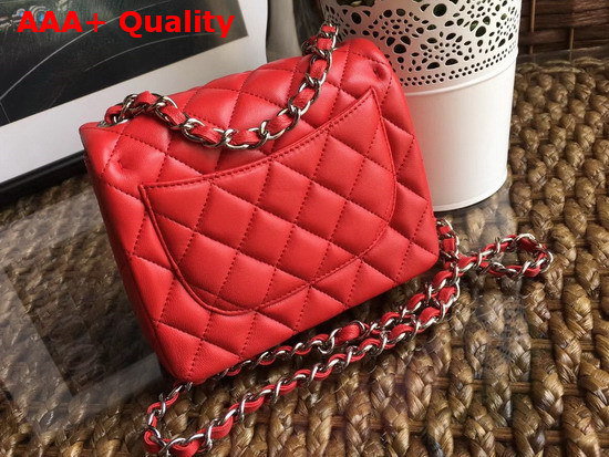 Chanel Square Flap Bag in Red Lambskin with Light Gold Hardwares Replica