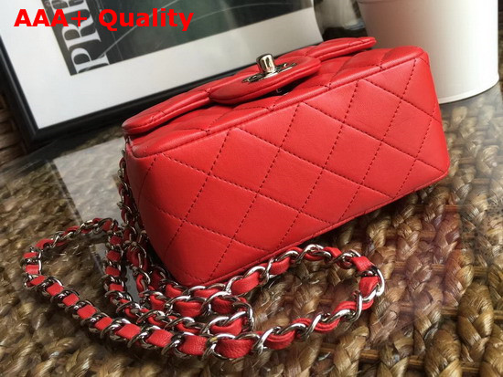 Chanel Square Flap Bag in Red Lambskin with Light Gold Hardwares Replica