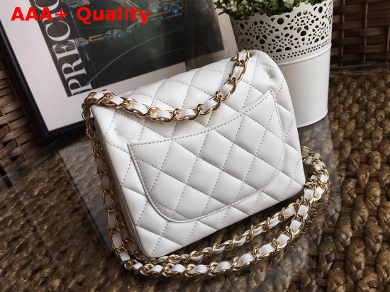 Chanel Square Flap Bag in White Lambskin with Light Gold Hardwares Replica