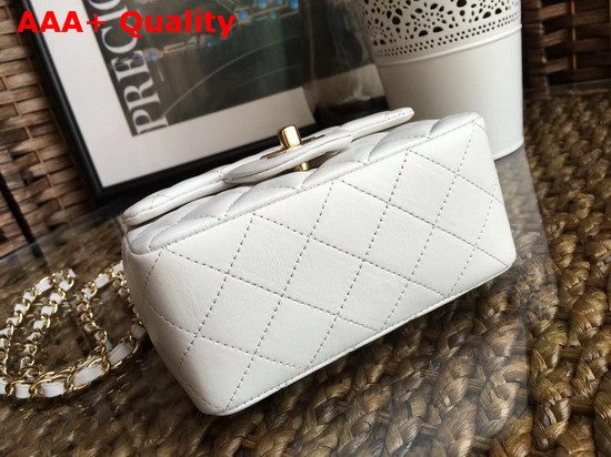 Chanel Square Flap Bag in White Lambskin with Light Gold Hardwares Replica