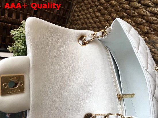 Chanel Square Flap Bag in White Lambskin with Light Gold Hardwares Replica