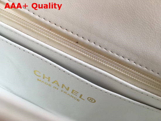 Chanel Square Flap Bag in White Lambskin with Light Gold Hardwares Replica