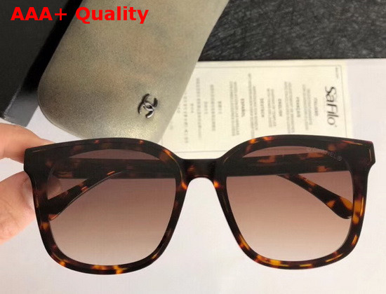 Chanel Square Sunglasses Leopard Frame and Brown Lenses Replica