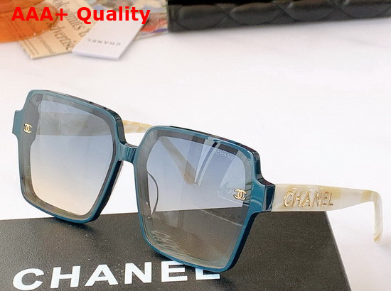 Chanel Square Sunglasses in White with Blue Lens Replica