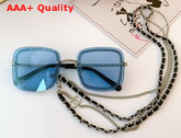 Chanel Square Sunglasses with Chain Blue A71291 Replica