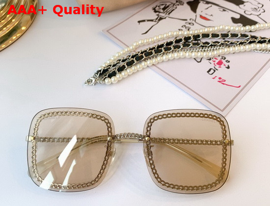 Chanel Square Sunglasses with Chain Blue A71291 Replica