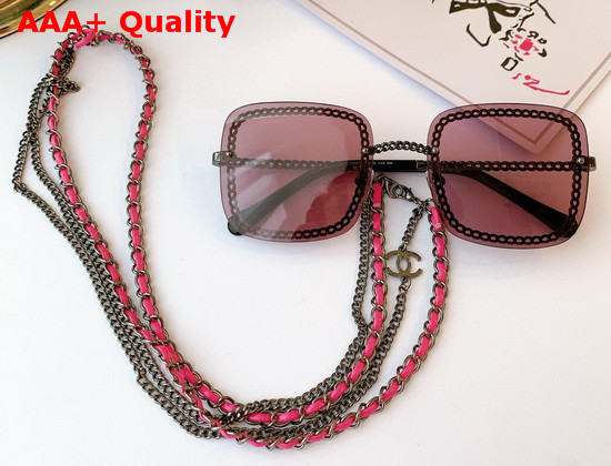 Chanel Square Sunglasses with Chain Blue A71291 Replica