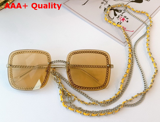 Chanel Square Sunglasses with Chain Blue A71291 Replica