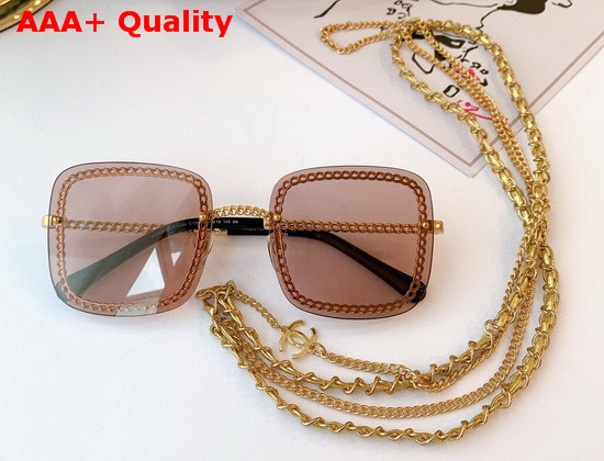 Chanel Square Sunglasses with Chain Blue A71291 Replica