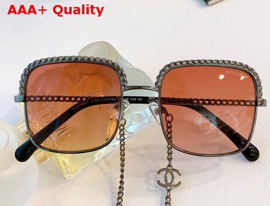 Chanel Square Sunglasses with Metal Chain Blue A71291 Replica