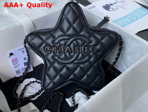 Chanel Star Handbag Black Lambskin and Gun Metal AS4579 Replica