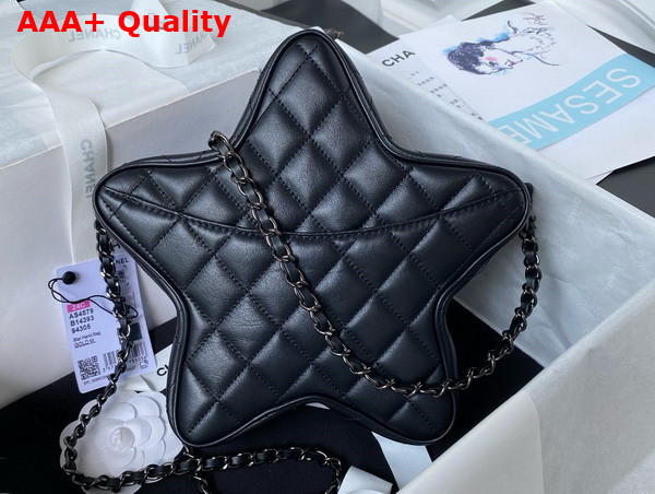 Chanel Star Handbag Black Lambskin and Gun Metal AS4579 Replica