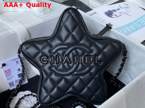 Chanel Star Handbag Black Lambskin and Gun Metal AS4579 Replica