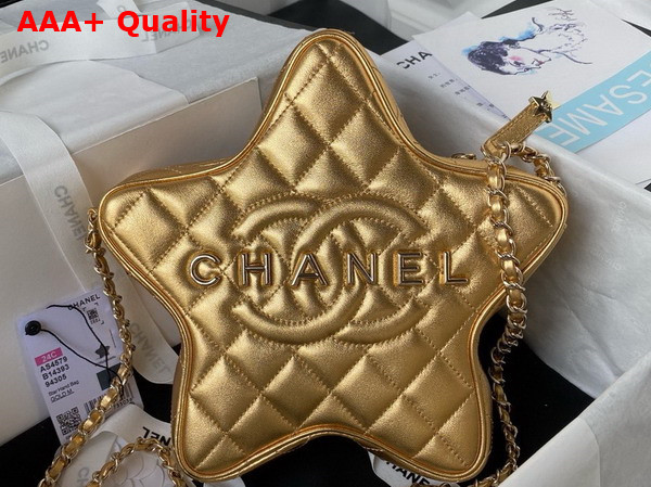 Chanel Star Handbag Gold Metallic Lambskin and Gold Metal AS4579 Replica