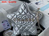 Chanel Star Handbag Silver Metallic Lambskin and Gold Metal AS4579 Replica