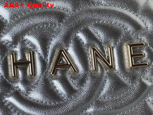 Chanel Star Handbag Silver Metallic Lambskin and Gold Metal AS4579 Replica