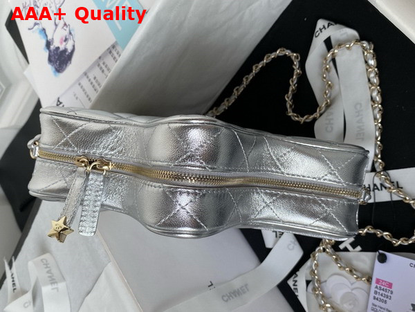 Chanel Star Handbag Silver Metallic Lambskin and Gold Metal AS4579 Replica