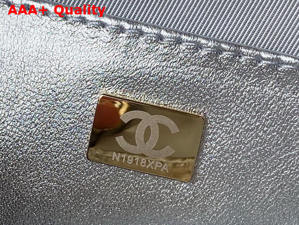 Chanel Star Handbag Silver Metallic Lambskin and Gold Metal AS4579 Replica