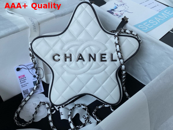 Chanel Star Handbag White Lambskin and Gun Metal AS4579 Replica