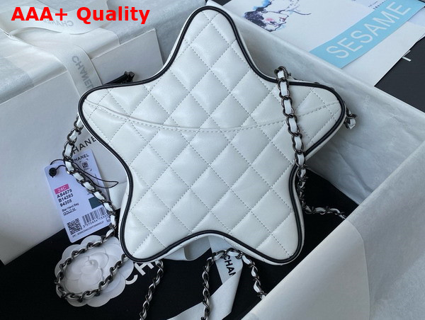 Chanel Star Handbag White Lambskin and Gun Metal AS4579 Replica