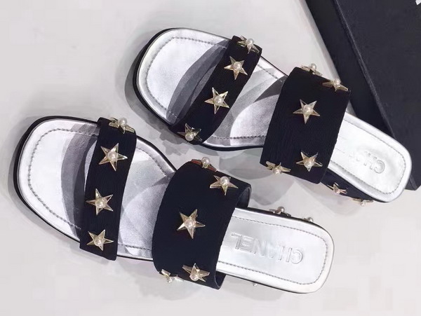 Chanel Star Studded Mules Black Calfskin For Sale