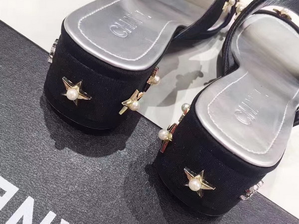 Chanel Star Studded Mules Black Calfskin For Sale