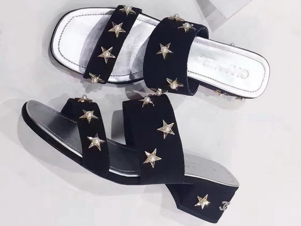 Chanel Star Studded Mules Black Calfskin For Sale