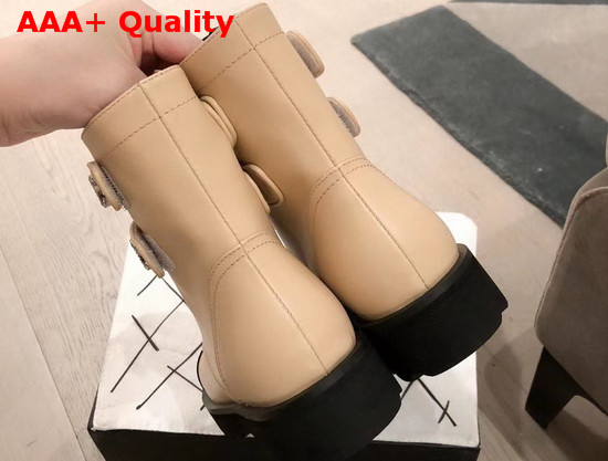 Chanel Strap Ankle Boots in Beige Calfskin and Black Patent Leather Replica