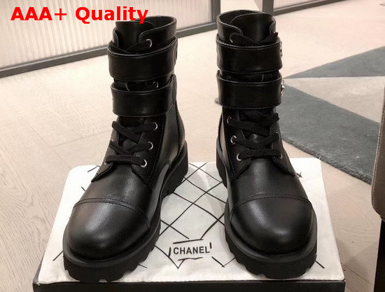 Chanel Strap Ankle Boots in Black Calfskin Replica