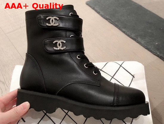 Chanel Strap Ankle Boots in Black Calfskin Replica